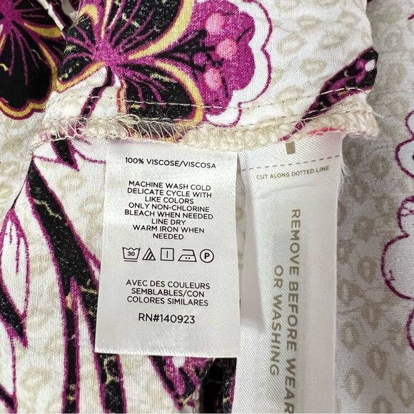 Loft Womens Floral Dress Size XL Cream Purple Long Sleeve Dressy Romantic Spring - Picture 8 of 10